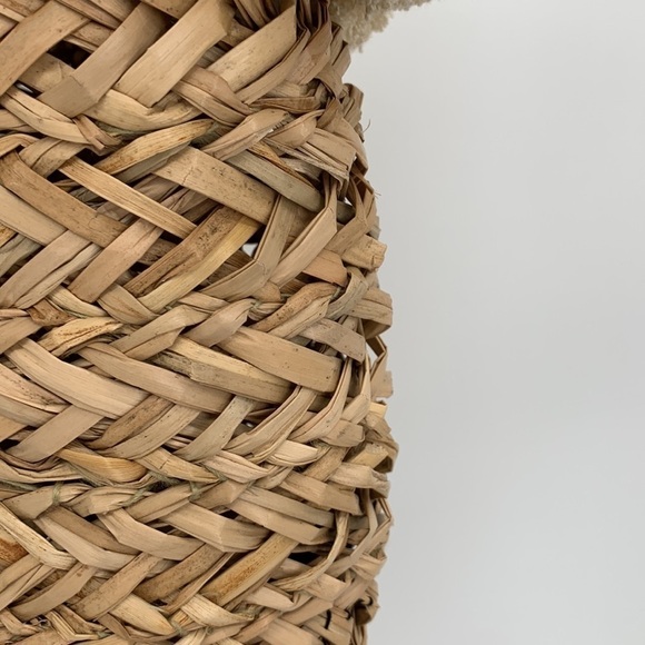 Florabella Wilmington wicker straw woven tote fringe tan ivory large purse bag - Picture 6 of 7